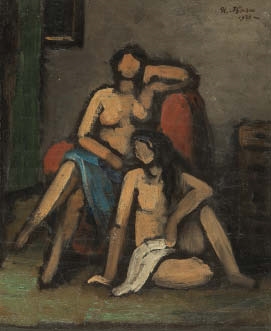 Artwork by Usaburo Ihara, Nude, Made of oil on canvas