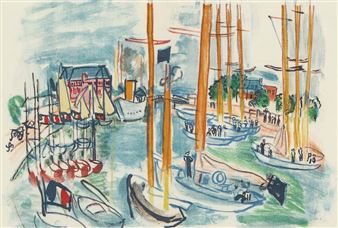 Dufy、Port at Deauville、希少画集画、新品額付 Dufy、Port at Deauville、希少画集画、新品額付