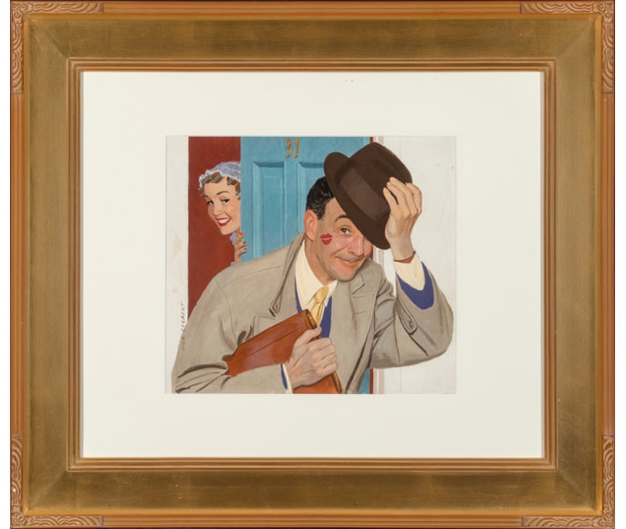 Artwork by Richard Sargent, Off to Work, This Week Magazine, Made of Gouache on board