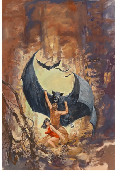 Artwork by Gerald Powell, Tentacles of Dawn paperback cover, Made of Gouache on board