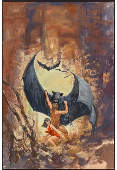 Artwork by Gerald Powell, Tentacles of Dawn paperback cover, Made of Gouache on board