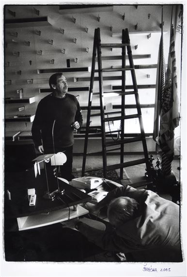 Václav Havel at the Stepladder by Oldřich Škácha, 2003