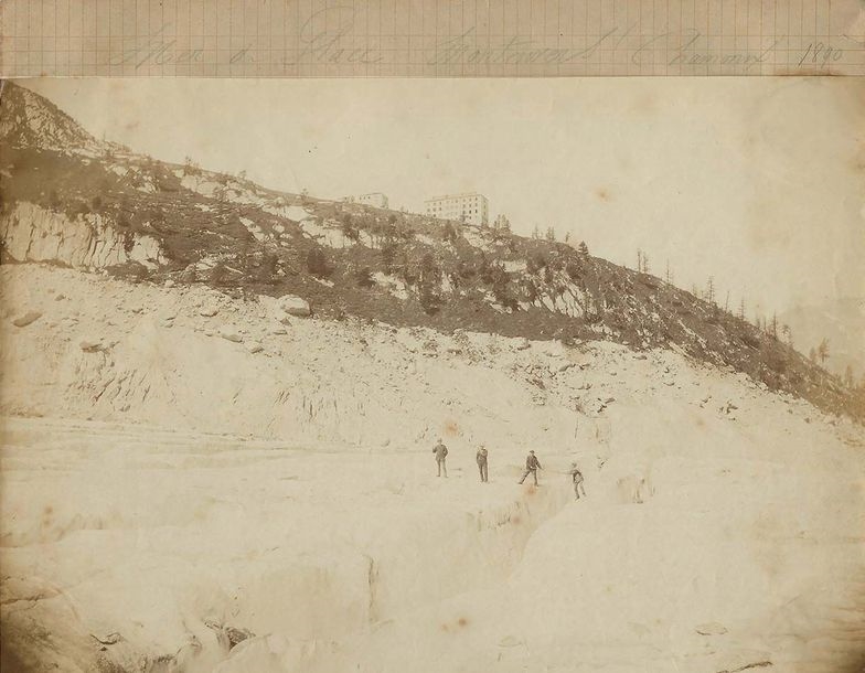 Tirage Albuminé Vintage (1890) - Chamonix, France - Format 13x22 Cm - Réf. MQ8932