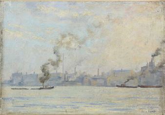 View of the Thames with steam tug boats - Derek Rogers