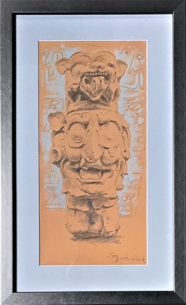 Artwork by Stanislaw Szukalski, PROJECT OF A SCULPTURE, Made of Pencil, Paper