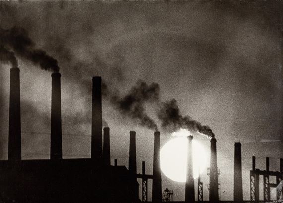 Factory chimneys by Georgi Zelma, circa 1940, printed in the 1950s