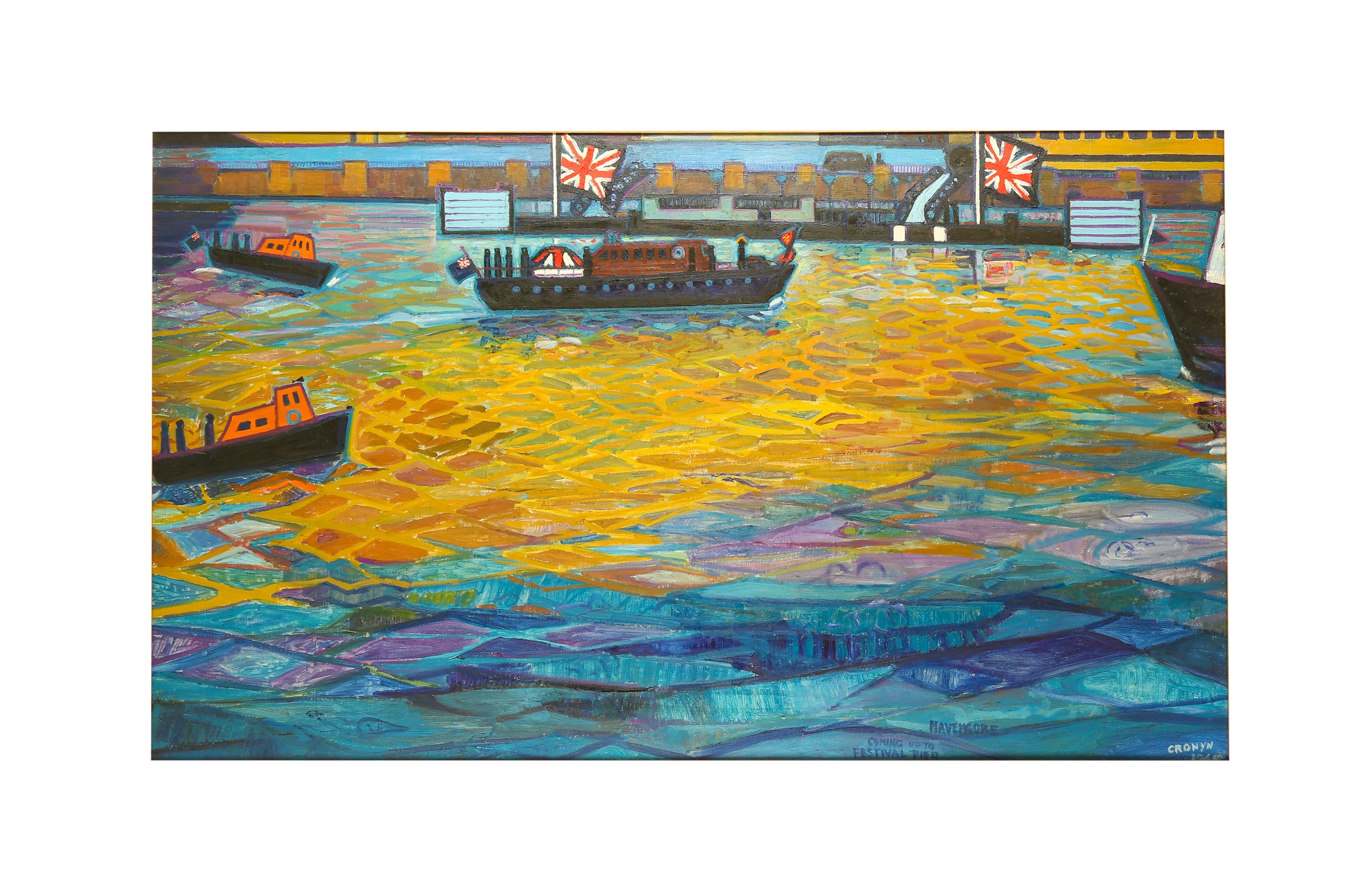 Artwork by Hugh Cronyn, Churchill's Funeral Barge, Made of oil on canvas