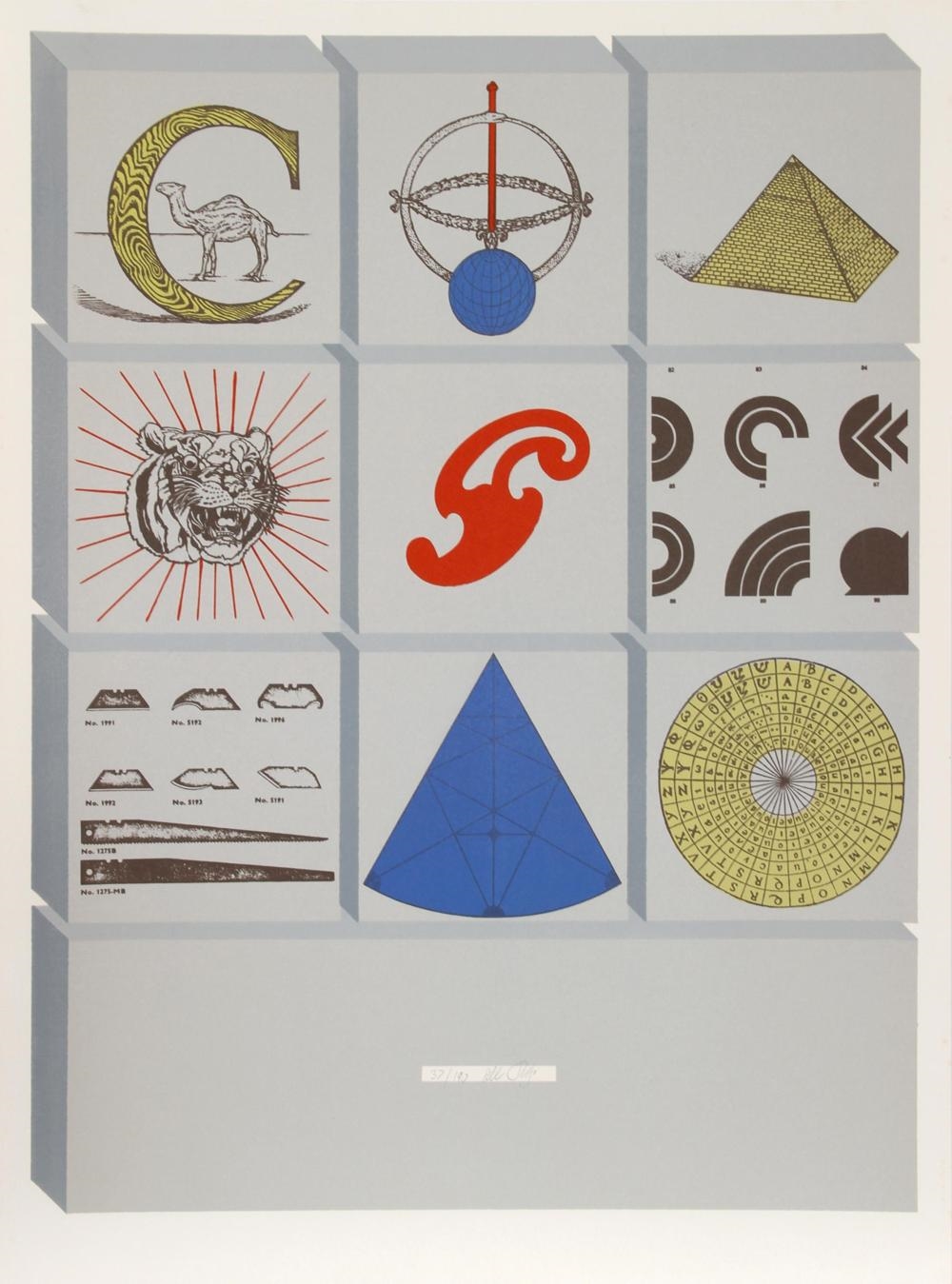Objects in Grid by Lucio del Pezzo, circa 1970