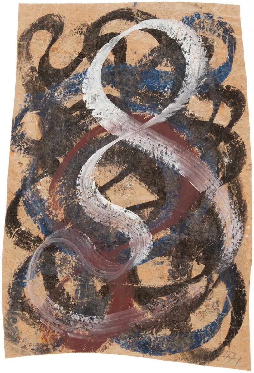 Artwork by Hermann Glöckner, O.T. (Schwünge), Made of Tempera, double-sided, on brownish pape