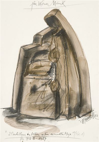 Two Cadillacs in Beton in Form der nackten Maja! (Nr.1) by Wolf Vostell, 1986