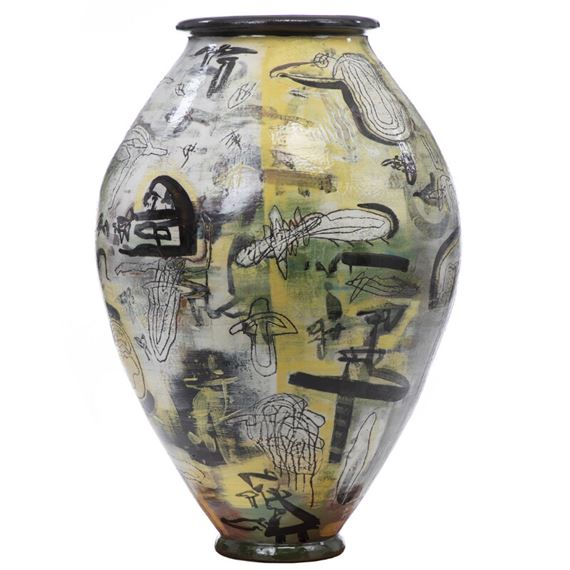 favorit Det er det heldige Seaside Lene Regius | A colossal stoneware floor vase with incised motifs in relief  (2003) | MutualArt