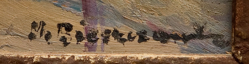 Artwork by Mieczyslaw Bieszczanin, Widok na kościół Mariacki i Kościół św. Wojciecha na Rynku krakowskim, Made of oil/cardboard