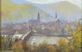 View of Heidelberg with Neckar - Franz Muth