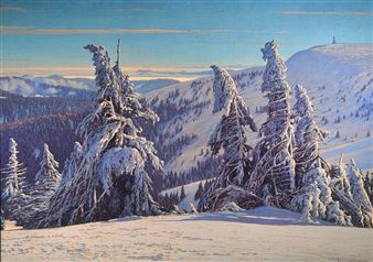 Snowy winter landscape in Schwarzwald - Hermann Dischler