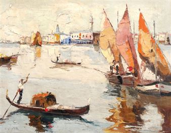 Gondolieri la Veneția - Rudolf Szabo  