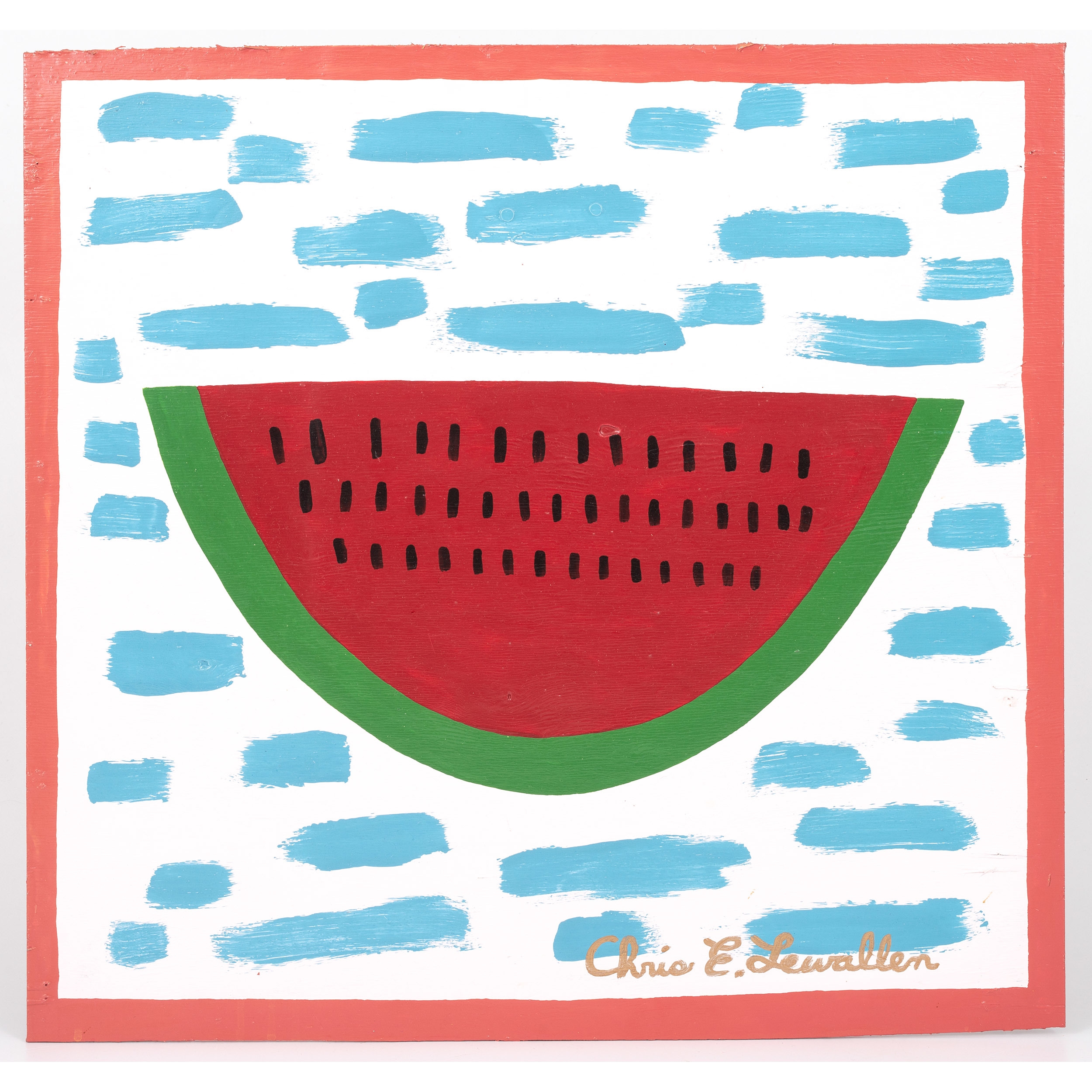 Artwork by Chris Lewallen, Snake Cane, Watermelon ,  Tree Branch Uncle Sam, Made of acrylic on carved wood