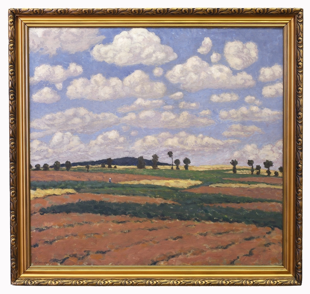 Artwork by Božena Jelínková-Jirásková, KRAJINA (VYSOKÉ NEBE), Made of oil on canvas