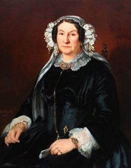 Portrait of wealthy woman with jewellery - Charles Alexandre Crauk