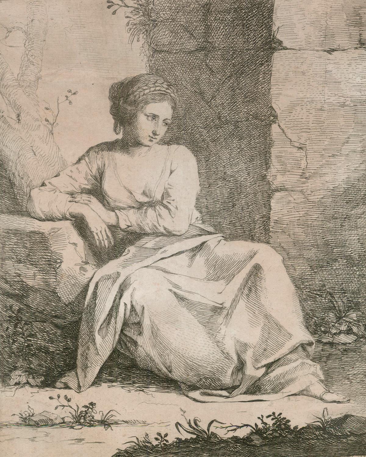 Sitzendes nachdenkliches Mädchen by Angelica Kauffmann, 1766