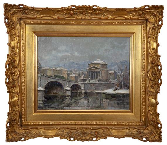 Ponte Isabella e la Gran Madre a Torino Sotto la Neve by Carlo Musso