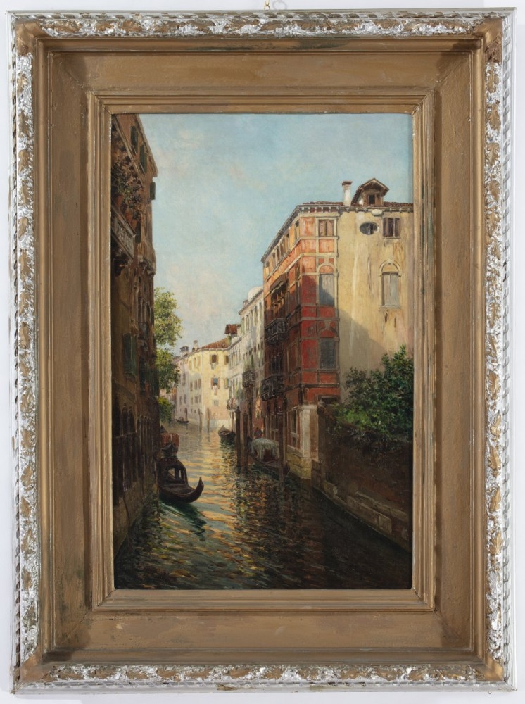 Artwork by Bernardo Hay, Canale a Venezia, Made of Oil on canvas applied on panel