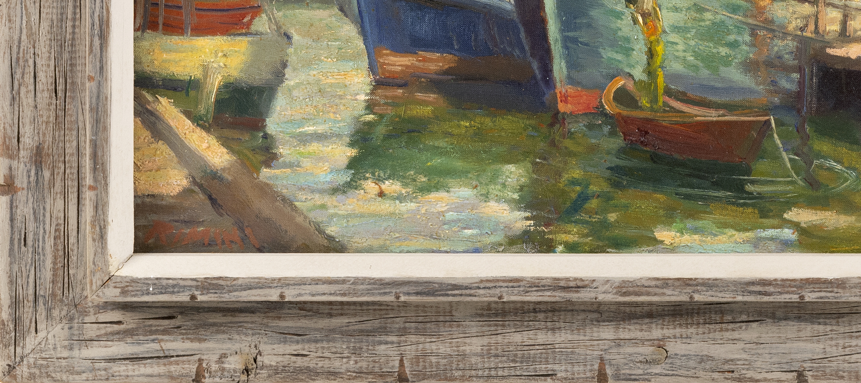 Joseph Rimini | Boats in a North Shore harbor | MutualArt