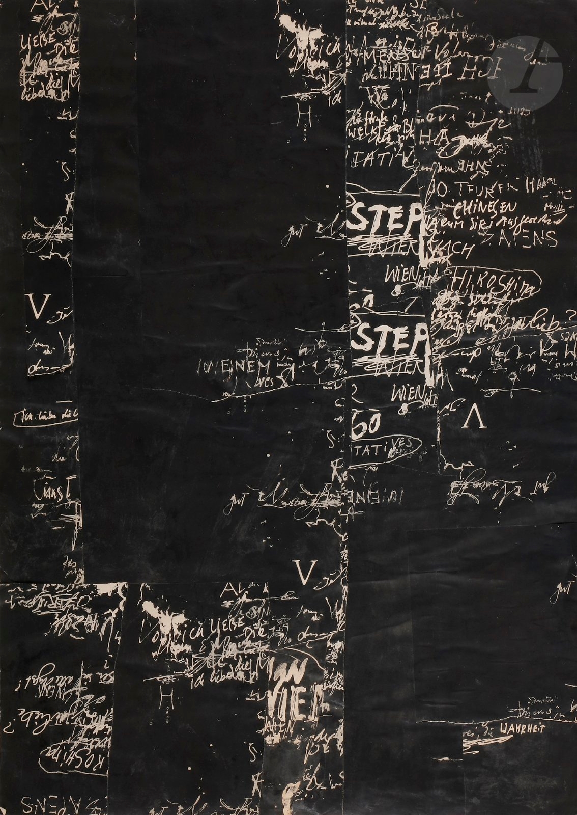 Artwork by Winfred Gaul, Poème-décollage, Made of Ink and collage