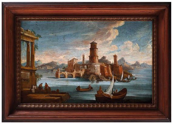 Lacustrine capriccio with islet by Gaetano Vetturali