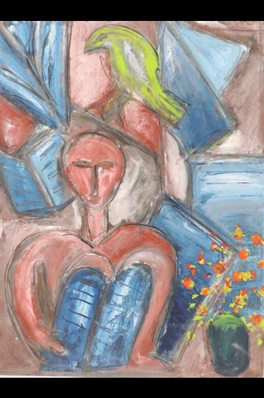 CHARACTER WITH A BOUQUET OF FLOWERS