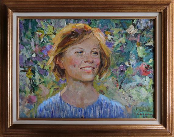 A smiling young girl by Nikolai Nikolaevich Baskakov, 1969