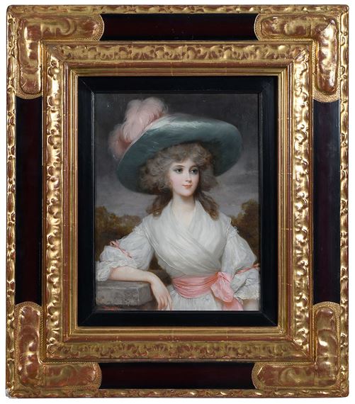 Portrait of a young Beauty In a Garden by Lucius Rossi