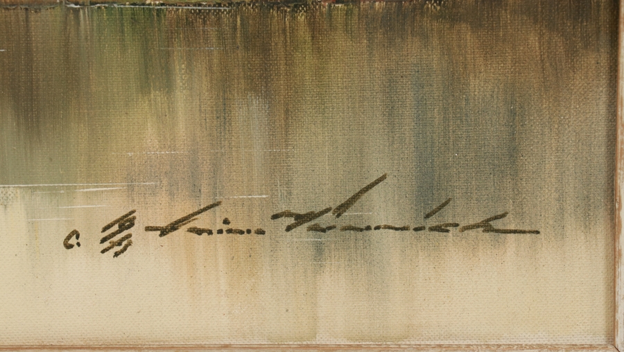 Artwork by Heinz Munnich, MOUNTAIN SCENE, Made of OIL ON CANVAS