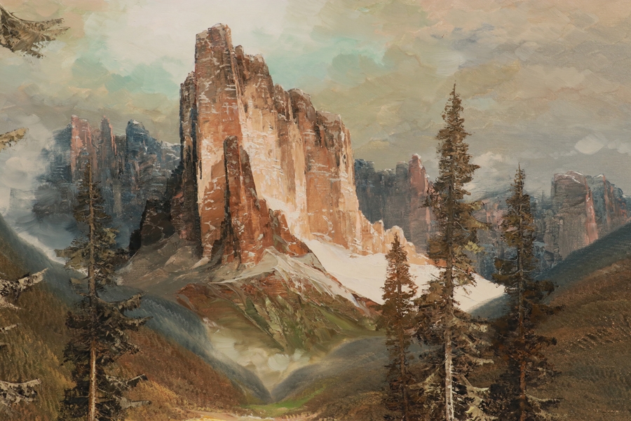 Artwork by Heinz Munnich, MOUNTAIN SCENE, Made of OIL ON CANVAS