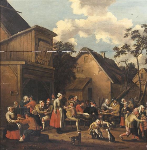 MERRYMAKING IN A VILLAGE by Pieter van Mase, 1671