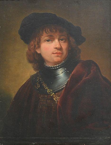 Tronie of a Young man with Gorget and Beret by Rembrandt van Rijn