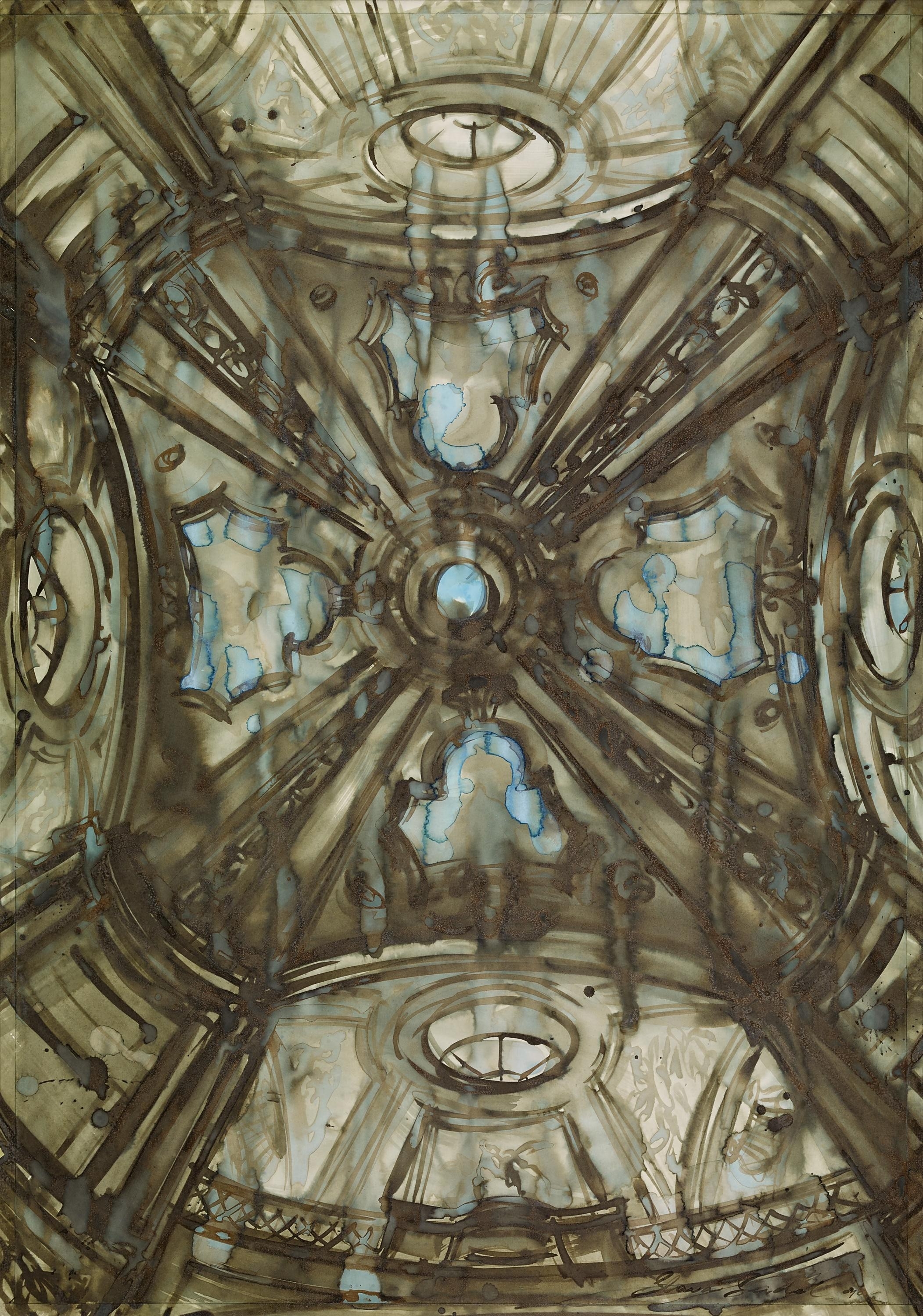 Artwork by Slava Seidel, "Cupula II", Made of Sepia ink on paper