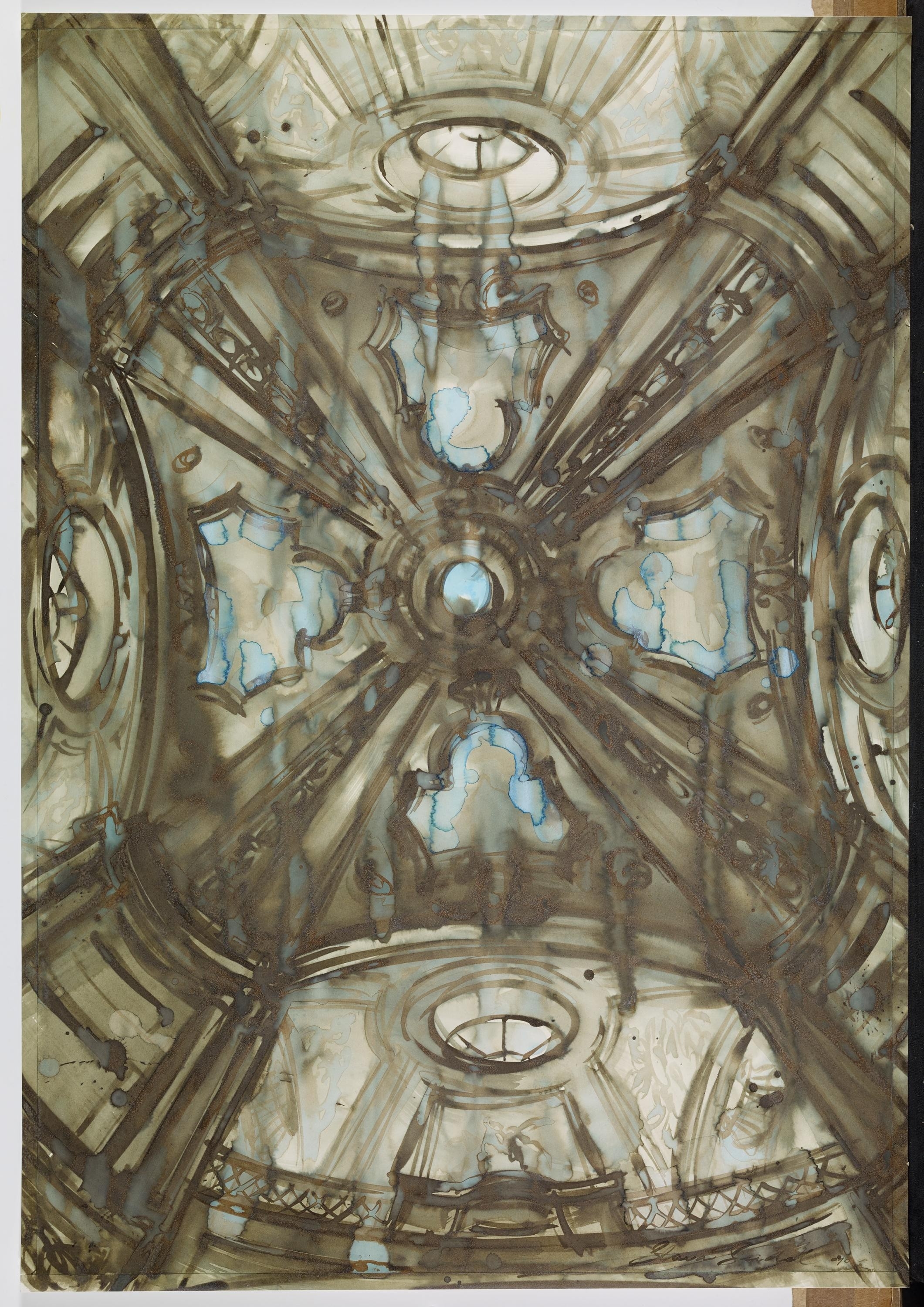 Artwork by Slava Seidel, "Cupula II", Made of Sepia ink on paper