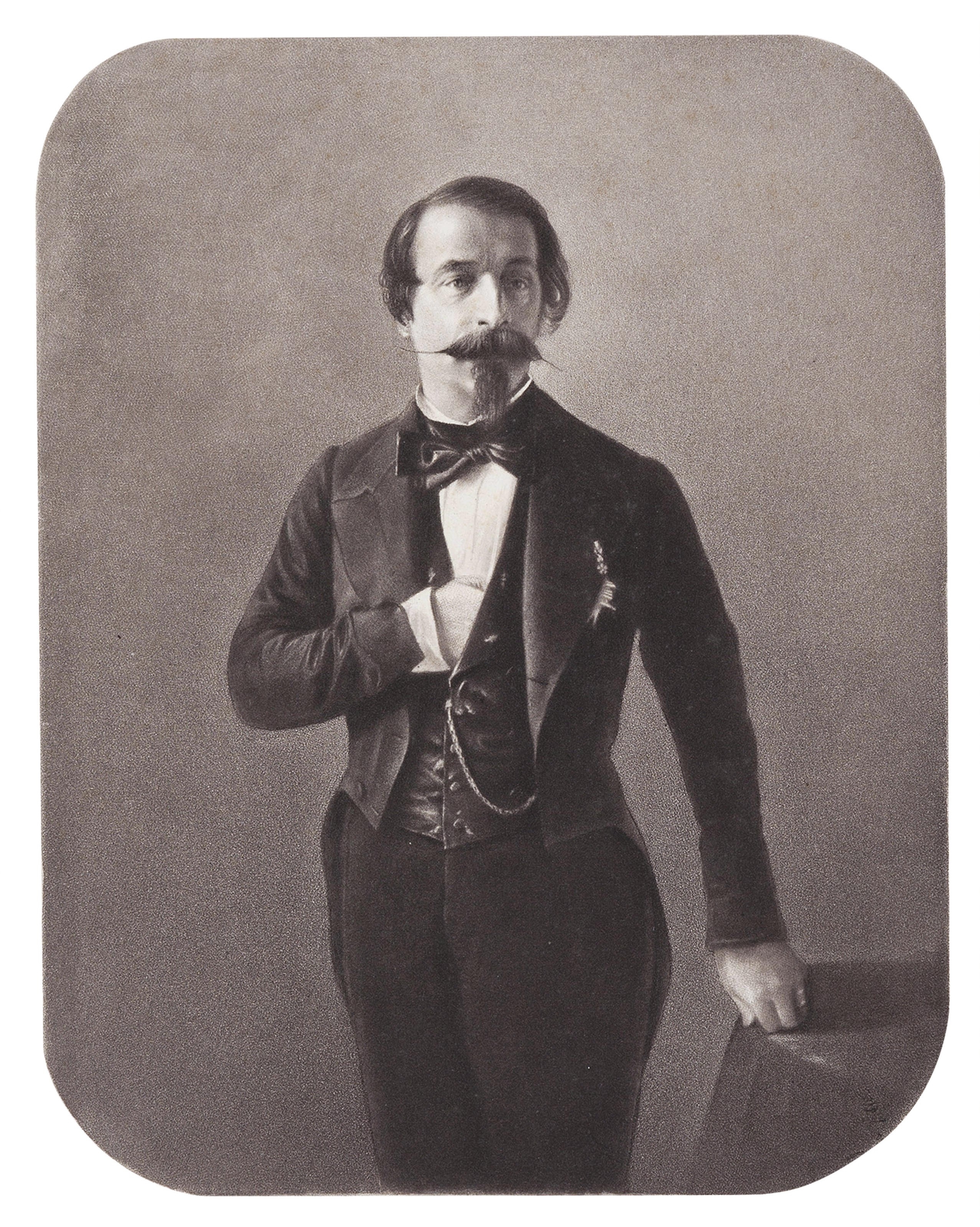 Artwork by Niépce De Saint-victor, Mayer Frères, Untitled portrait (Man with arm in vest), early 1850s, Made of photogravure, mounted on paper