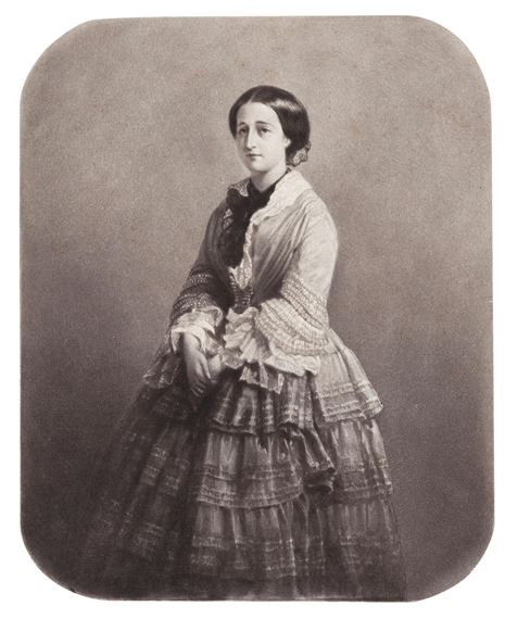 Untitled portrait (Woman in gown with ruffles), early 1850s by Niépce De Saint-victor, Mayer Frères, 1850s