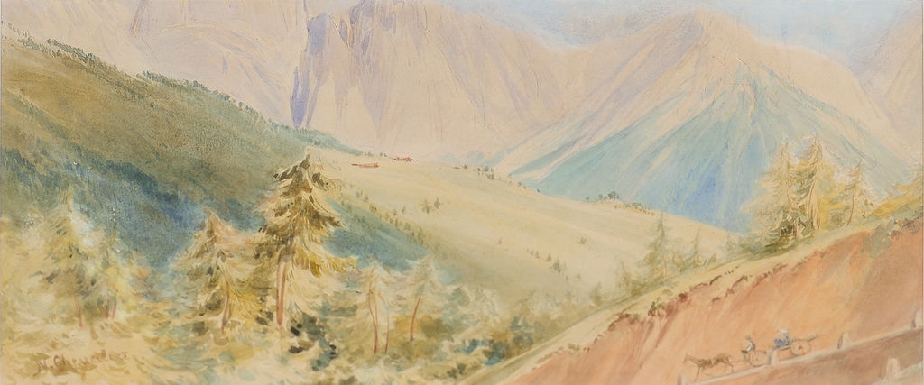 Artwork by Nicolas Chevalier, Riding through the Mountains, Made of watercolour