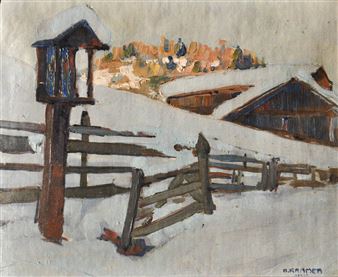 Tiroler Schneelandschaft mit Marterl - Hans Kramer
