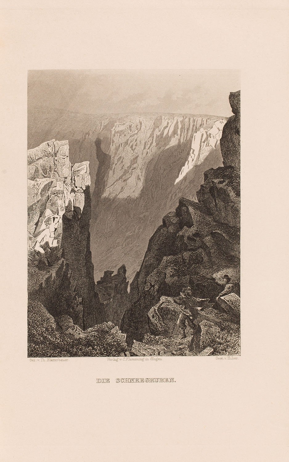 Artwork by Theodor Blätterbauer, Kaspar Ulrich Huber, "Ansichten aus Schlesien" (Views ofi Śląsk) after Theodor Blätterbauer, Made of steel engraving/paper