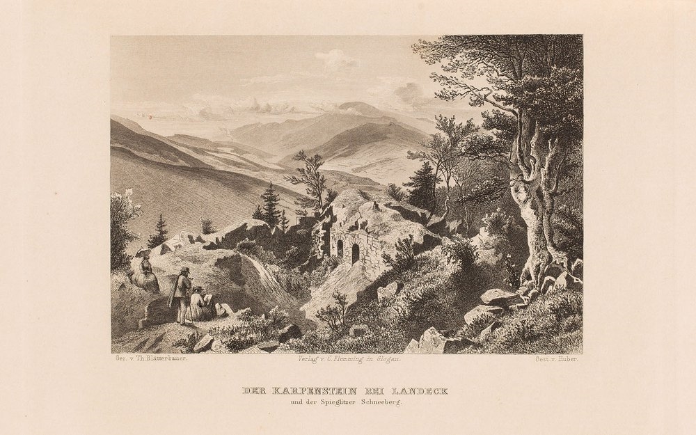 Artwork by Theodor Blätterbauer, Kaspar Ulrich Huber, "Ansichten aus Schlesien" (Views ofi Śląsk) after Theodor Blätterbauer, Made of steel engraving/paper