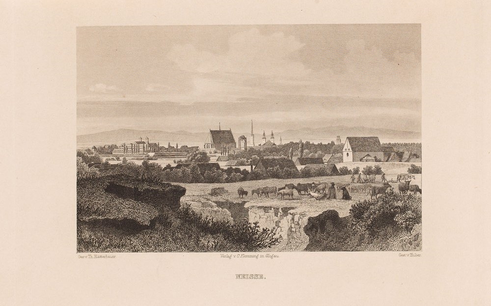 Artwork by Theodor Blätterbauer, Kaspar Ulrich Huber, "Ansichten aus Schlesien" (Views ofi Śląsk) after Theodor Blätterbauer, Made of steel engraving/paper