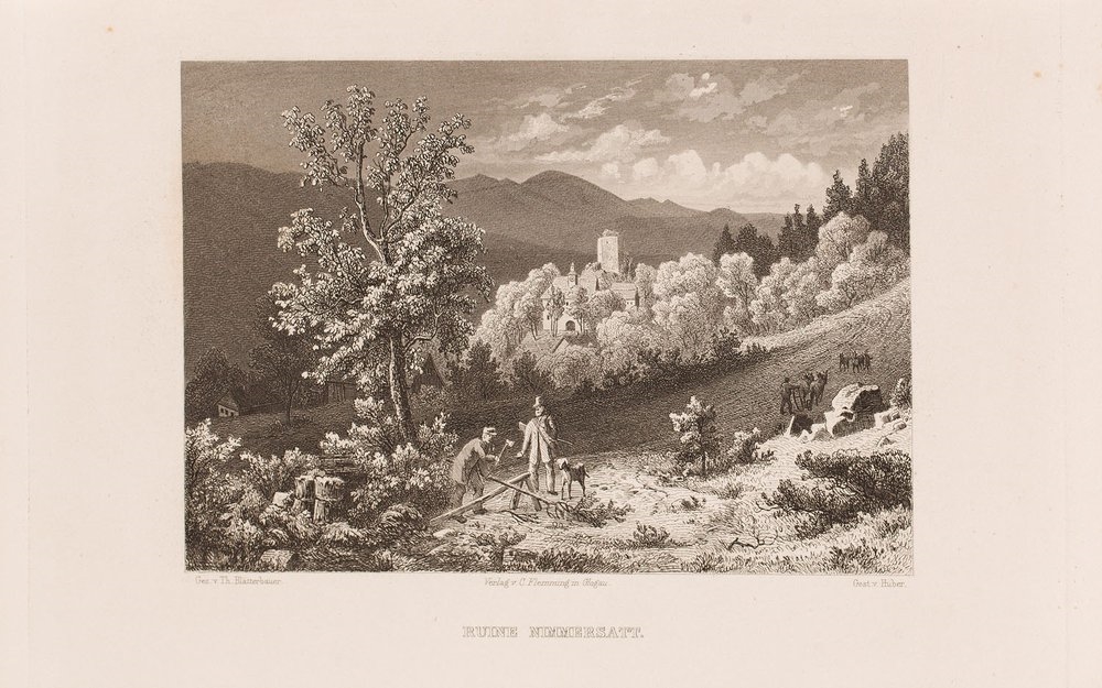 Artwork by Theodor Blätterbauer, Kaspar Ulrich Huber, "Ansichten aus Schlesien" (Views ofi Śląsk) after Theodor Blätterbauer, Made of steel engraving/paper
