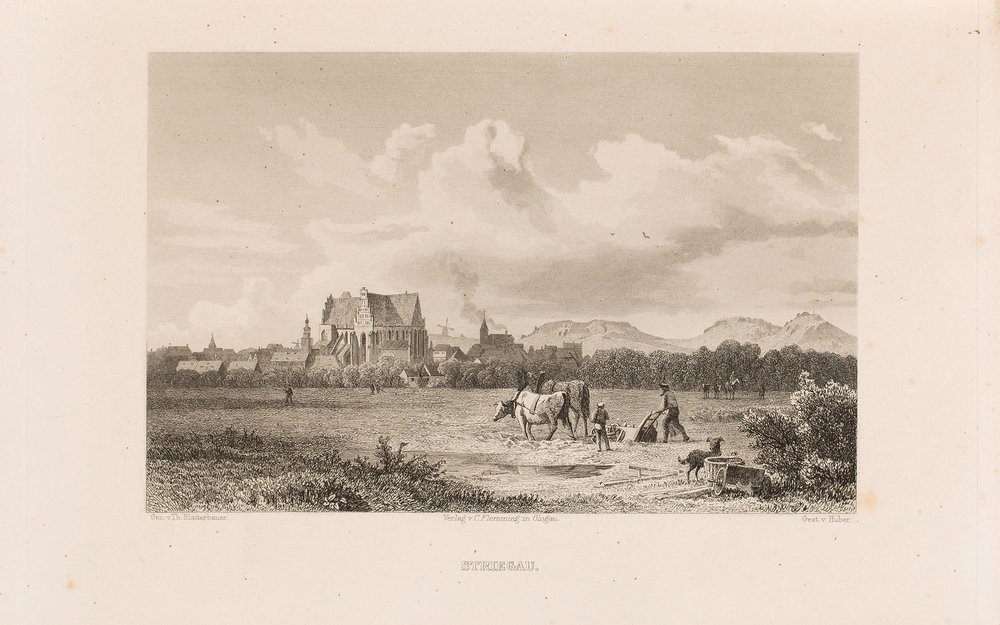 Artwork by Theodor Blätterbauer, Kaspar Ulrich Huber, "Ansichten aus Schlesien" (Views ofi Śląsk) after Theodor Blätterbauer, Made of steel engraving/paper