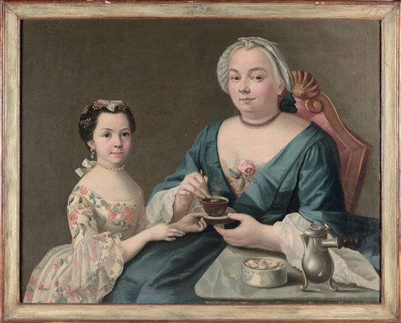 Ritratto con Figure che Bevono Cioccolata by Sebastiano Ceccarini