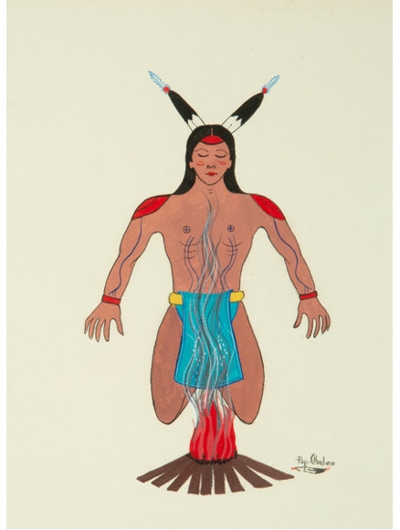 Artwork by Merina Lujan, Fire Medicine, Made of gouache on paper