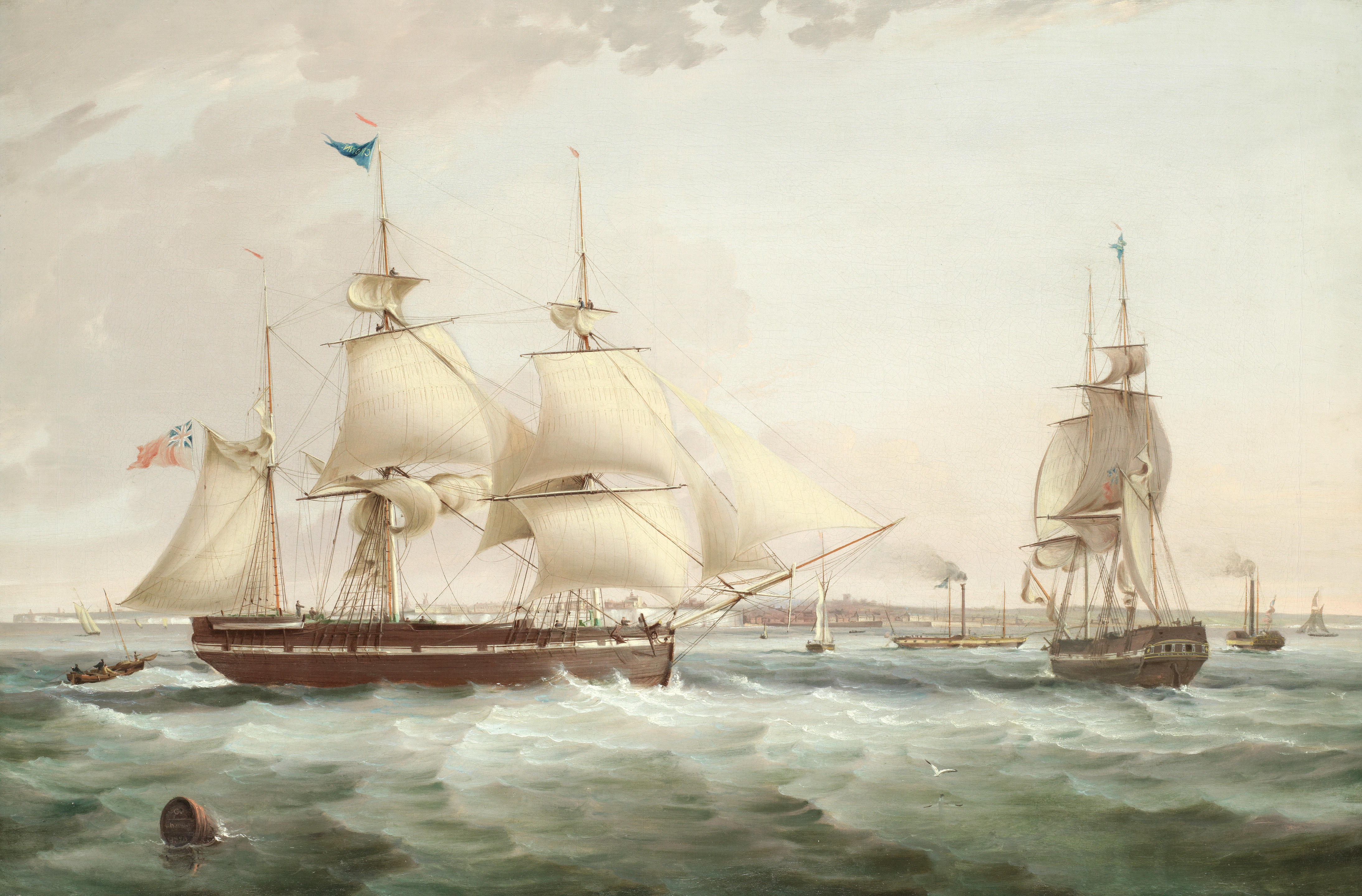 Chambers George | The merchant barque Crown in two positions and paddle ...