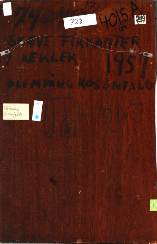 Artwork by Flemming Rosenfalck, “Skæve firkanter i rekler” (Lopsided squares), 1957, Made of Relief  Painted wood